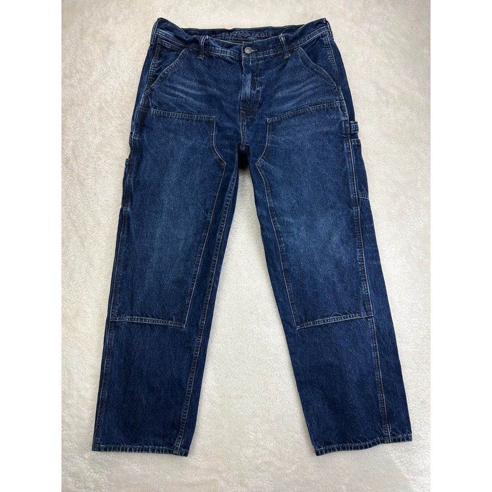 American Eagle Double Knee Jeans Mens 34x32 Outfitters AE Carpenter Workwear